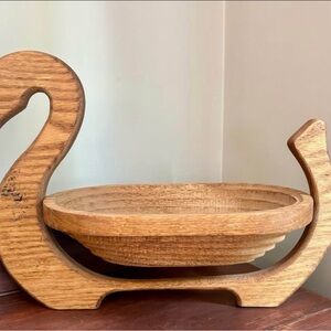 Elegant Wooden Swan Bowl Collapsible Fruit Bowl